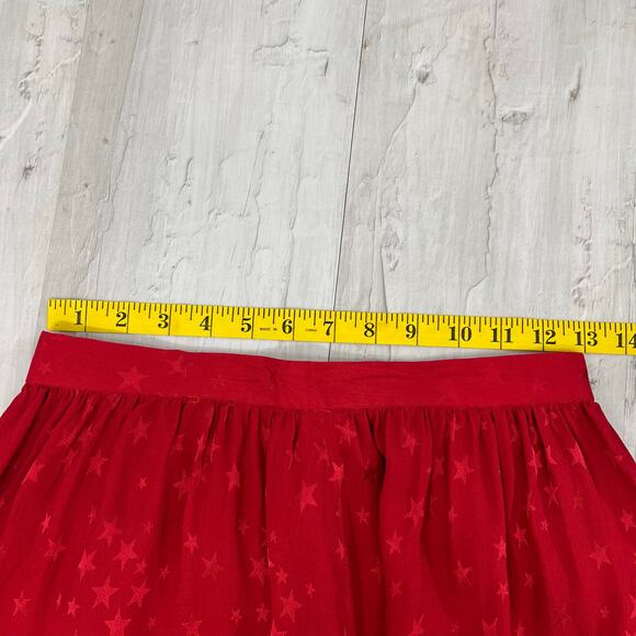 Handmade Red Flowy Star Graphic Midi Pleated 4th Of July Lightweight Skirt - Picture 7 of 8